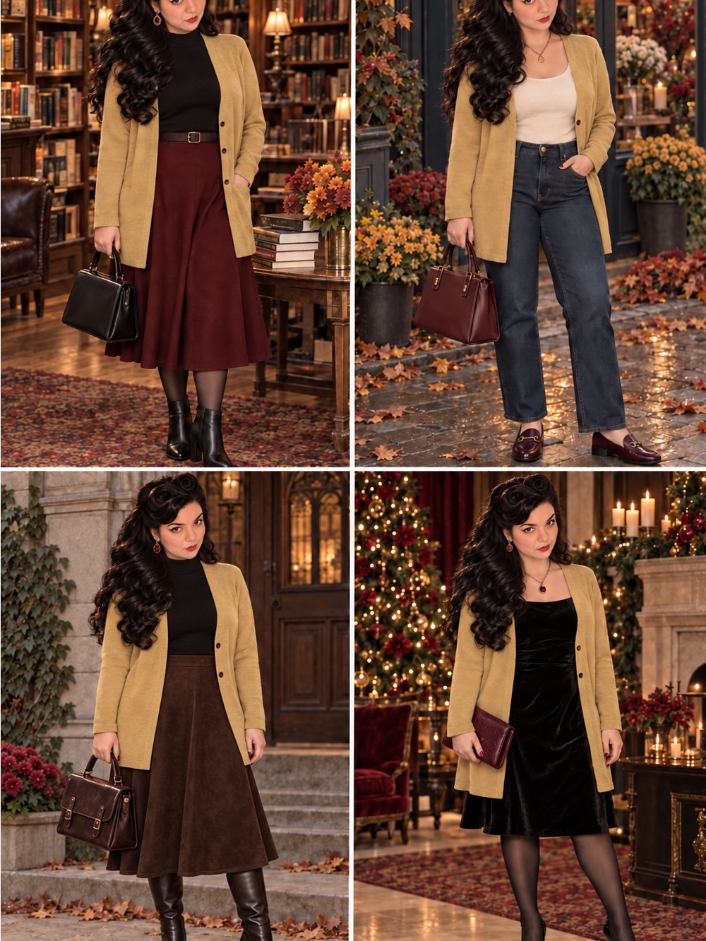 Autumn J. Jill Mustard Yellow V-Neck Three-Button Cardigan size Medium Petite MP